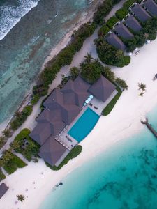 Preview wallpaper beach, aerial view, coast, island