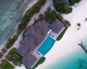 Preview wallpaper beach, aerial view, coast, island