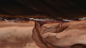 Preview wallpaper beach, aerial view, sand, waves