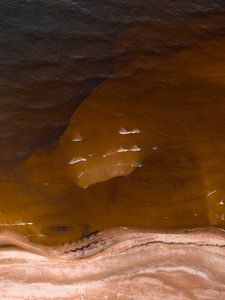 Preview wallpaper beach, aerial view, sand, waves, ripples