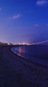 Preview wallpaper beach, bay, bridge, city, night