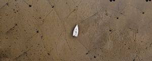 Preview wallpaper beach, boat, aerial view, sand, shore