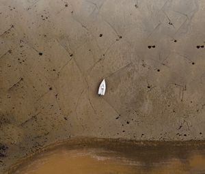 Preview wallpaper beach, boat, aerial view, sand, shore