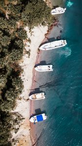 Preview wallpaper beach, boats, aerial view, sea, shore