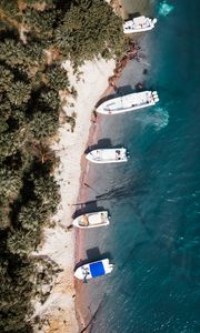 Preview wallpaper beach, boats, aerial view, sea, shore