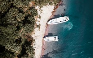 Preview wallpaper beach, boats, aerial view, sea, shore