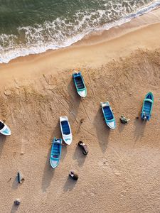 Preview wallpaper beach, boats, sea, aerial view