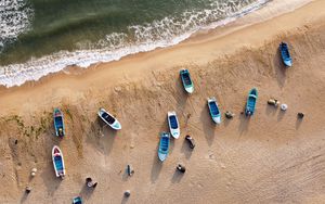 Preview wallpaper beach, boats, sea, aerial view