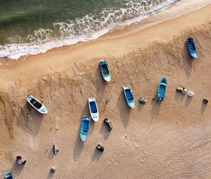 Preview wallpaper beach, boats, sea, aerial view