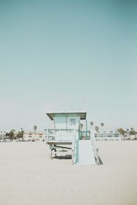 Preview wallpaper beach, building, booth, coast, sand