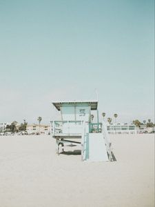 Preview wallpaper beach, building, booth, coast, sand