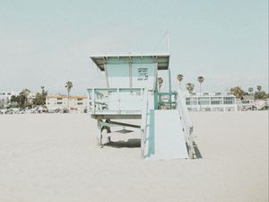 Preview wallpaper beach, building, booth, coast, sand