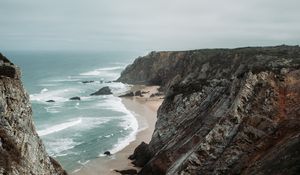 Preview wallpaper beach, cliffs, coast, landscape