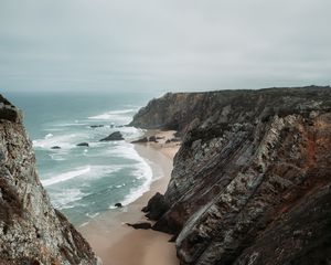 Preview wallpaper beach, cliffs, coast, landscape