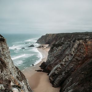 Preview wallpaper beach, cliffs, coast, landscape