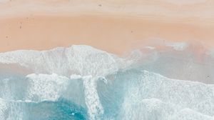 Preview wallpaper beach, coast, aerial view, sea, sand, people