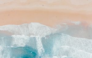 Preview wallpaper beach, coast, aerial view, sea, sand, people