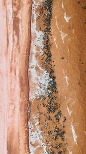 Preview wallpaper beach, coast, aerial view, sea, sand, brown