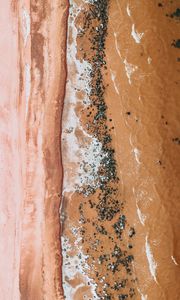 Preview wallpaper beach, coast, aerial view, sea, sand, brown