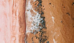 Preview wallpaper beach, coast, aerial view, sea, sand, brown