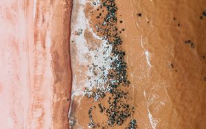 Preview wallpaper beach, coast, aerial view, sea, sand, brown