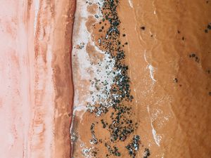 Preview wallpaper beach, coast, aerial view, sea, sand, brown