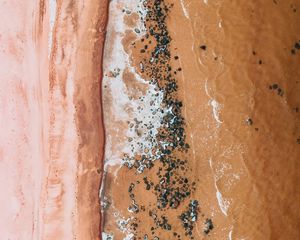 Preview wallpaper beach, coast, aerial view, sea, sand, brown