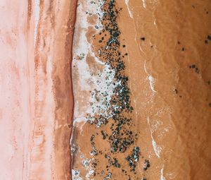 Preview wallpaper beach, coast, aerial view, sea, sand, brown