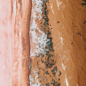 Preview wallpaper beach, coast, aerial view, sea, sand, brown