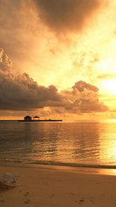 Preview wallpaper beach, coast, decline, evening, armchair