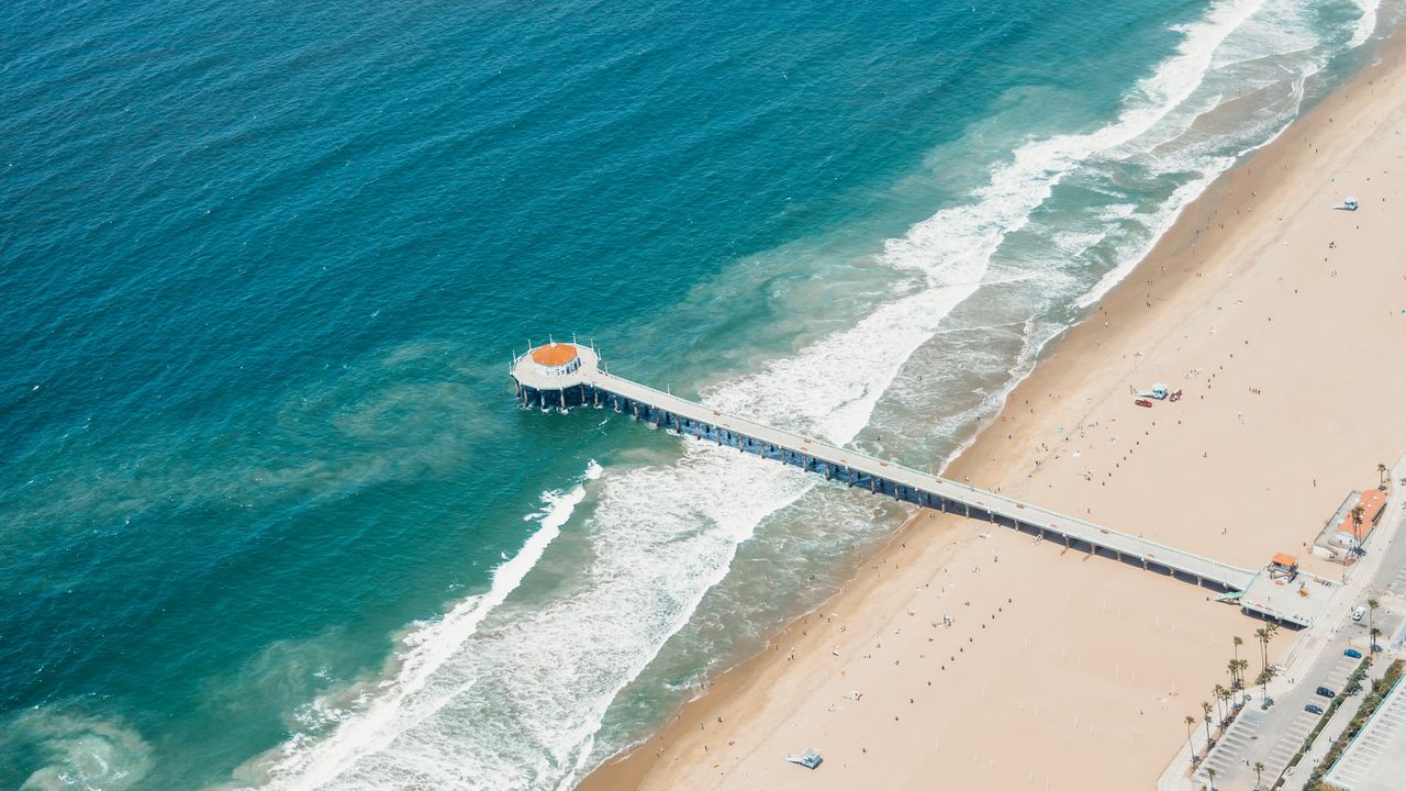 Wallpaper beach, coast, ocean, waves, aerial view
