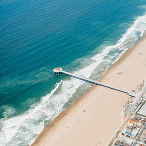 Preview wallpaper beach, coast, ocean, waves, aerial view