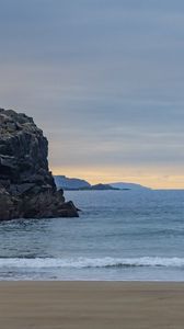 Preview wallpaper beach, coast, sand, rocks, sea, nature