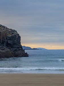 Preview wallpaper beach, coast, sand, rocks, sea, nature