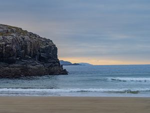 Preview wallpaper beach, coast, sand, rocks, sea, nature
