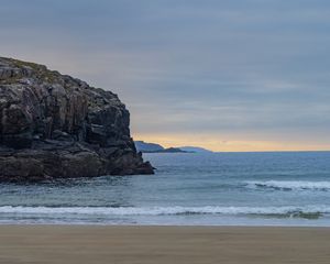 Preview wallpaper beach, coast, sand, rocks, sea, nature