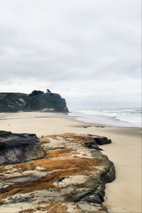 Preview wallpaper beach, coast, sand, rocks, sea, landscape