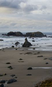 Preview wallpaper beach, coast, sea, stones, landscape, nature