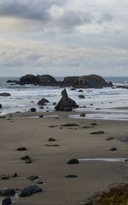 Preview wallpaper beach, coast, sea, stones, landscape, nature