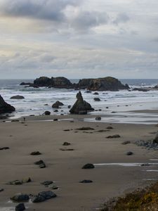 Preview wallpaper beach, coast, sea, stones, landscape, nature