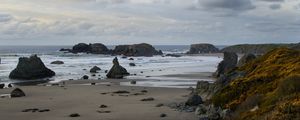 Preview wallpaper beach, coast, sea, stones, landscape, nature