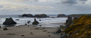 Preview wallpaper beach, coast, sea, stones, landscape, nature