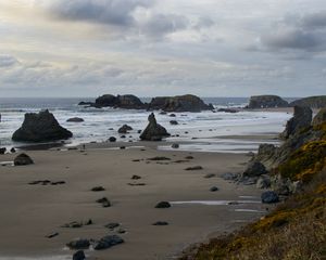 Preview wallpaper beach, coast, sea, stones, landscape, nature