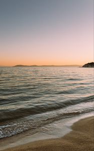 Preview wallpaper beach, coast, sea, sunset, toroni, greece