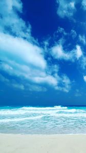 Preview wallpaper beach, coast, sea, horizon, clouds, sky
