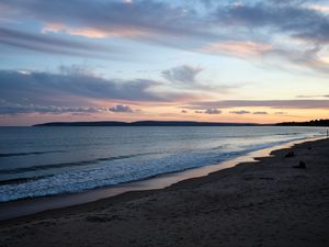 Preview wallpaper beach, coast, sea, twilight, landscape