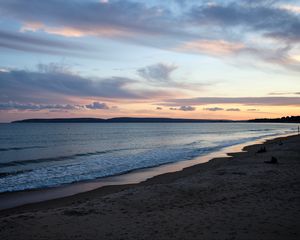 Preview wallpaper beach, coast, sea, twilight, landscape