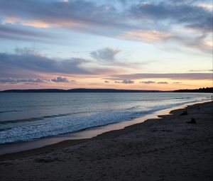 Preview wallpaper beach, coast, sea, twilight, landscape