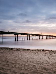 Preview wallpaper beach, coast, sea, bridge, twilight