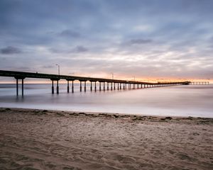 Preview wallpaper beach, coast, sea, bridge, twilight